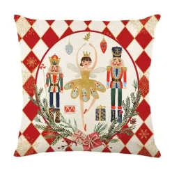 Pillow Haven Bettzeug-Leinen Kissenbezug mit Weihnachtsbuchstaben-Print - Weihnachtsdekoration