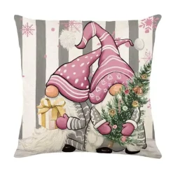 Pillow Haven Bettzeug-Leinen Kissenbezug mit Weihnachtsbuchstaben-Print - Weihnachtsdekoration