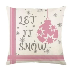 Pillow Haven Bettzeug-Leinen Kissenbezug mit Weihnachtsbuchstaben-Print - Weihnachtsdekoration