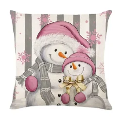 Pillow Haven Bettzeug-Leinen Kissenbezug mit Weihnachtsbuchstaben-Print - Weihnachtsdekoration