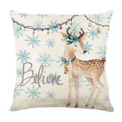 Pillow Haven Bettzeug-Leinen Kissenbezug mit Weihnachtsbuchstaben-Print - Weihnachtsdekoration