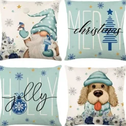 Pillow Haven Bettzeug-Leinen Kissenbezug mit Weihnachtsbuchstaben-Print - Weihnachtsdekoration