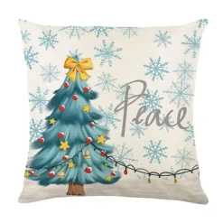 Pillow Haven Bettzeug-Leinen Kissenbezug mit Weihnachtsbuchstaben-Print - Weihnachtsdekoration