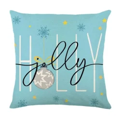 Pillow Haven Bettzeug-Leinen Kissenbezug mit Weihnachtsbuchstaben-Print - Weihnachtsdekoration