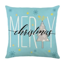 Pillow Haven Bettzeug-Leinen Kissenbezug mit Weihnachtsbuchstaben-Print - Weihnachtsdekoration