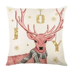 Pillow Haven Bettzeug-Leinen Kissenbezug mit Weihnachtsbuchstaben-Print - Weihnachtsdekoration