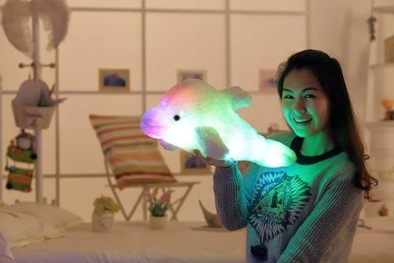 Kinder The Decor Haven Kinderwagen & Zubehör-Leuchtender Plüschdelfin – Kreatives Stofftierspielzeug