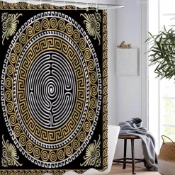 Aqua Essence Badezimmer-Louis XIV Duschvorhang - Luxuriöses französisches Barock-Badezimmerdekor