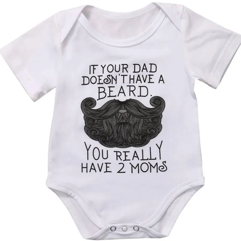The Decor Haven Babykleidung|Babykleidung-Lustiger Baby-Bodysuit - Wenn Papa keinen Bart hat, hast du 2 Mütter