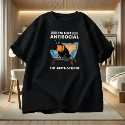 Damen Everly u0026 Lace Herrenbekleidung|Damenbekleidung-Lustiges T-Shirt „I Am Not Antisocial“ – humorvolles Social Statement T-Shirt