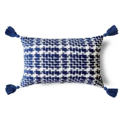 Pillow Haven Bettzeug-Luxuriöser, blauer getufteter Kissenbezug – bestickte Heimdekoration, 45 x 45 cm, 30 x 50 cm