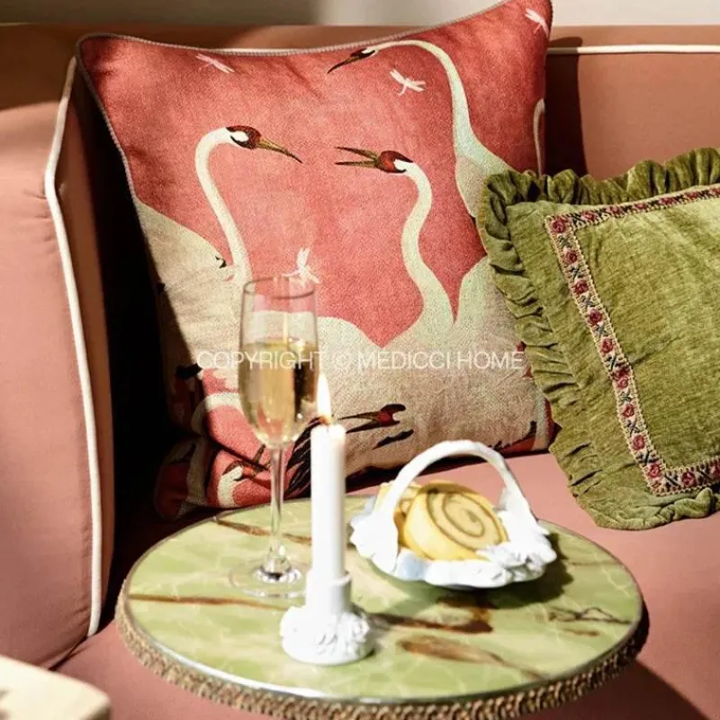 Pillow Haven Bettzeug-Luxuriöser Chenille-Kissenbezug mit Rüschen in Grün – Dekoratives 35x45-Kissen für stilvolle Wohndekoration