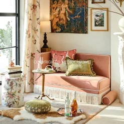 Pillow Haven Bettzeug-Luxuriöser Chenille-Kissenbezug mit Rüschen in Grün – Dekoratives 35x45-Kissen für stilvolle Wohndekoration