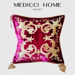 Medicci Home Bettzeug-Luxuriöser Kissenbezug aus Samt mit Petunienmotiv – elegantes Sofadekor