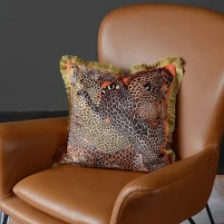 Pillow Haven Bettzeug-Luxuriöser Kissenbezug aus Samt – Rosa Leopard, doppelseitig mit Quasten