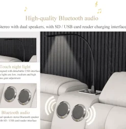 Cozy Living Möbel-Luxuriöser Lederbettrahmen mit Massagesessel – Modernes multifunktionales Design