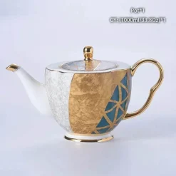 Feast u0026 Flair Küche & Esszimmer-Luxuriöses Kaffeeservice aus Knochenporzellan – Teekanne, Tassen, Zuckerdose, Milchkännchen mit Goldeinlage