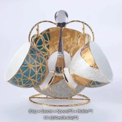 Feast u0026 Flair Küche & Esszimmer-Luxuriöses Kaffeeservice aus Knochenporzellan – Teekanne, Tassen, Zuckerdose, Milchkännchen mit Goldeinlage