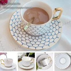 Feast u0026 Flair Küche & Esszimmer-Luxuriöses Kaffeetassen-Set aus Knochenporzellan – 200 ml Tasse mit Untertasse und Löffel