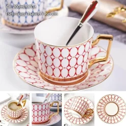 Feast u0026 Flair Küche & Esszimmer-Luxuriöses Kaffeetassen-Set aus Knochenporzellan – 200 ml Tasse mit Untertasse und Löffel