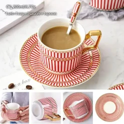 Feast u0026 Flair Küche & Esszimmer-Luxuriöses Kaffeetassen-Set aus Knochenporzellan – 200 ml Tasse mit Untertasse und Löffel