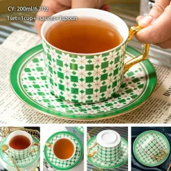 Feast u0026 Flair Küche & Esszimmer-Luxuriöses Kaffeetassen-Set aus Knochenporzellan – 200 ml Tasse mit Untertasse und Löffel