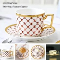 Feast u0026 Flair Küche & Esszimmer-Luxuriöses Kaffeetassen-Set aus Knochenporzellan – 200 ml Tasse mit Untertasse und Löffel