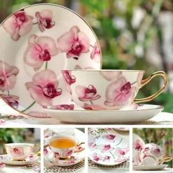 Feast u0026 Flair Küche & Esszimmer-Luxuriöses Kaffeetassen-Set aus Knochenporzellan – 200 ml Tasse mit Untertasse und Löffel