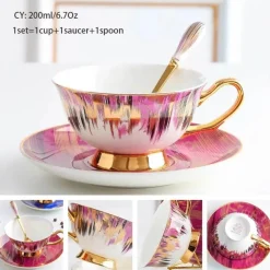 Feast u0026 Flair Küche & Esszimmer-Luxuriöses Kaffeetassen-Set aus Knochenporzellan – 200 ml Tasse mit Untertasse und Löffel