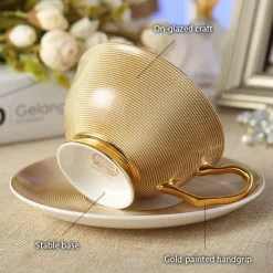 Feast u0026 Flair Küche & Esszimmer-Luxuriöses Kaffeetassen-Set aus Knochenporzellan – 200 ml Tasse mit Untertasse und Löffel