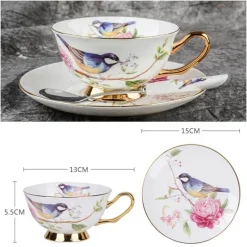 Feast u0026 Flair Küche & Esszimmer-Luxuriöses Kaffeetassen-Set aus Knochenporzellan – 200 ml Tasse mit Untertasse und Löffel