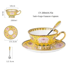 Feast u0026 Flair Küche & Esszimmer-Luxuriöses Kaffeetassen-Set aus Knochenporzellan – 200 ml Tasse mit Untertasse und Löffel