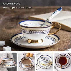 Feast u0026 Flair Küche & Esszimmer-Luxuriöses Kaffeetassen-Set aus Knochenporzellan – 200 ml Tasse mit Untertasse und Löffel