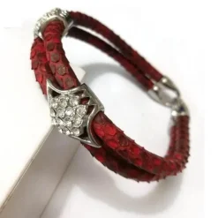 Herren Decor Herrenschuhe-Luxuriöses Pythonlederarmband - Modeschmuck mit Goldakzent