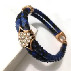 Herren Decor Herrenschuhe-Luxuriöses Pythonlederarmband - Modeschmuck mit Goldakzent