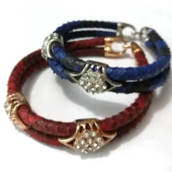 Herren Decor Herrenschuhe-Luxuriöses Pythonlederarmband - Modeschmuck mit Goldakzent