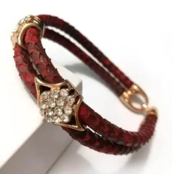 Herren Decor Herrenschuhe-Luxuriöses Pythonlederarmband - Modeschmuck mit Goldakzent