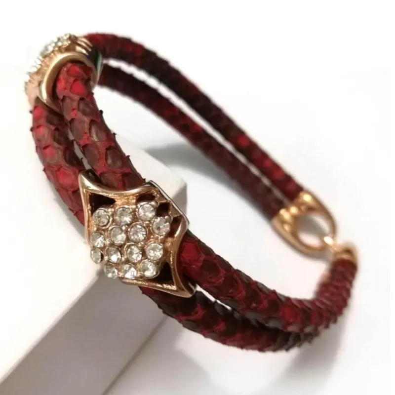 Herren Decor Herrenschuhe-Luxuriöses Pythonlederarmband - Modeschmuck mit Goldakzent