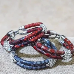 Herren Decor Herrenschuhe-Luxuriöses Pythonlederarmband - Modeschmuck mit Goldakzent