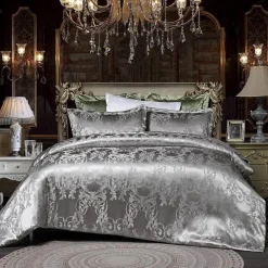 Snug u0026 Soft Bettzeug-Luxuriöses Satin-Jacquard-Bettbezug-Set – Bettwäsche mit Reißverschluss