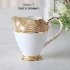 The Cozy Mug Küche & Esszimmer-Luxuriöses Tee- und Kaffeeset aus goldenem Bone China – elegantes Trinkgeschirr aus Porzellan