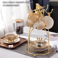 The Cozy Mug Küche & Esszimmer-Luxuriöses Tee- und Kaffeeset aus goldenem Bone China – elegantes Trinkgeschirr aus Porzellan