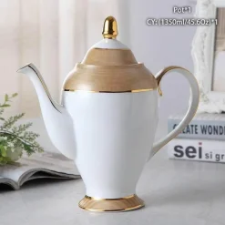 The Cozy Mug Küche & Esszimmer-Luxuriöses Tee- und Kaffeeset aus goldenem Bone China – elegantes Trinkgeschirr aus Porzellan