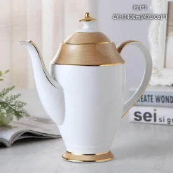 The Cozy Mug Küche & Esszimmer-Luxuriöses Tee- und Kaffeeset aus goldenem Bone China – elegantes Trinkgeschirr aus Porzellan