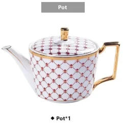 The Cozy Mug Küche & Esszimmer-Luxuriöses Tee- und Kaffeeset aus Bone China – Elegante Kanne und Tassen aus goldfarbenem Porzellan