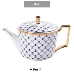 The Cozy Mug Küche & Esszimmer-Luxuriöses Tee- und Kaffeeset aus Bone China – Elegante Kanne und Tassen aus goldfarbenem Porzellan