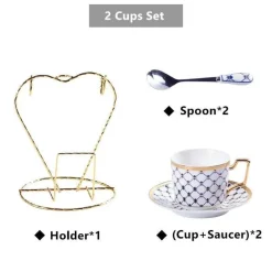 The Cozy Mug Küche & Esszimmer-Luxuriöses Tee- und Kaffeeset aus Bone China – Elegante Kanne und Tassen aus goldfarbenem Porzellan