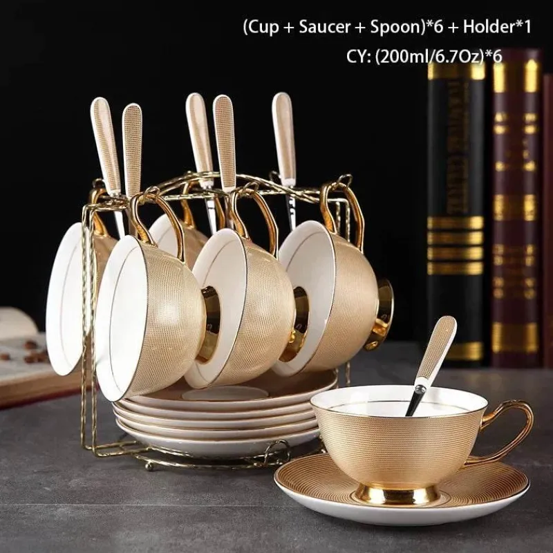 Feast u0026 Flair Küche & Esszimmer-Luxuriöses Teeservice aus Knochenporzellan mit Goldbesatz, Teekanne, Kaffeetassen und Milchkännchen