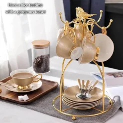 Feast u0026 Flair Küche & Esszimmer-Luxuriöses Teeservice aus Knochenporzellan mit Goldbesatz, Teekanne, Kaffeetassen und Milchkännchen