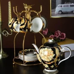 The Cozy Mug Küche & Esszimmer-Luxuriöses Teetassen-Set aus Bone China – Elegante Kaffeetassen im europäischen Stil